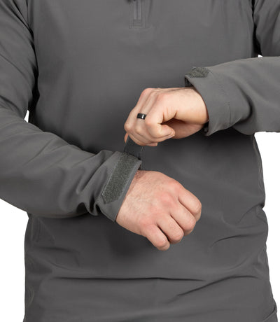 Hook and Loop Wrist Closures on Men's Pro Duty Pullover in Wolf Grey
