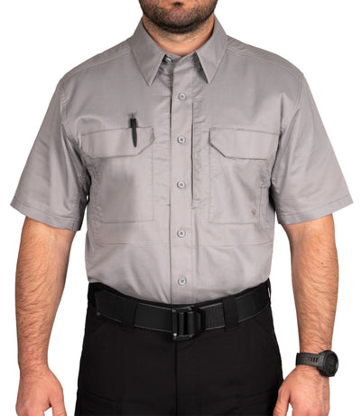 Pen Pocket on Men's V2 Tactical Short Sleeve Shirt in Nickel Grey