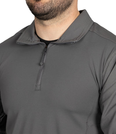 Front of Men's Defender Short Sleeve Shirt in Wolf Grey