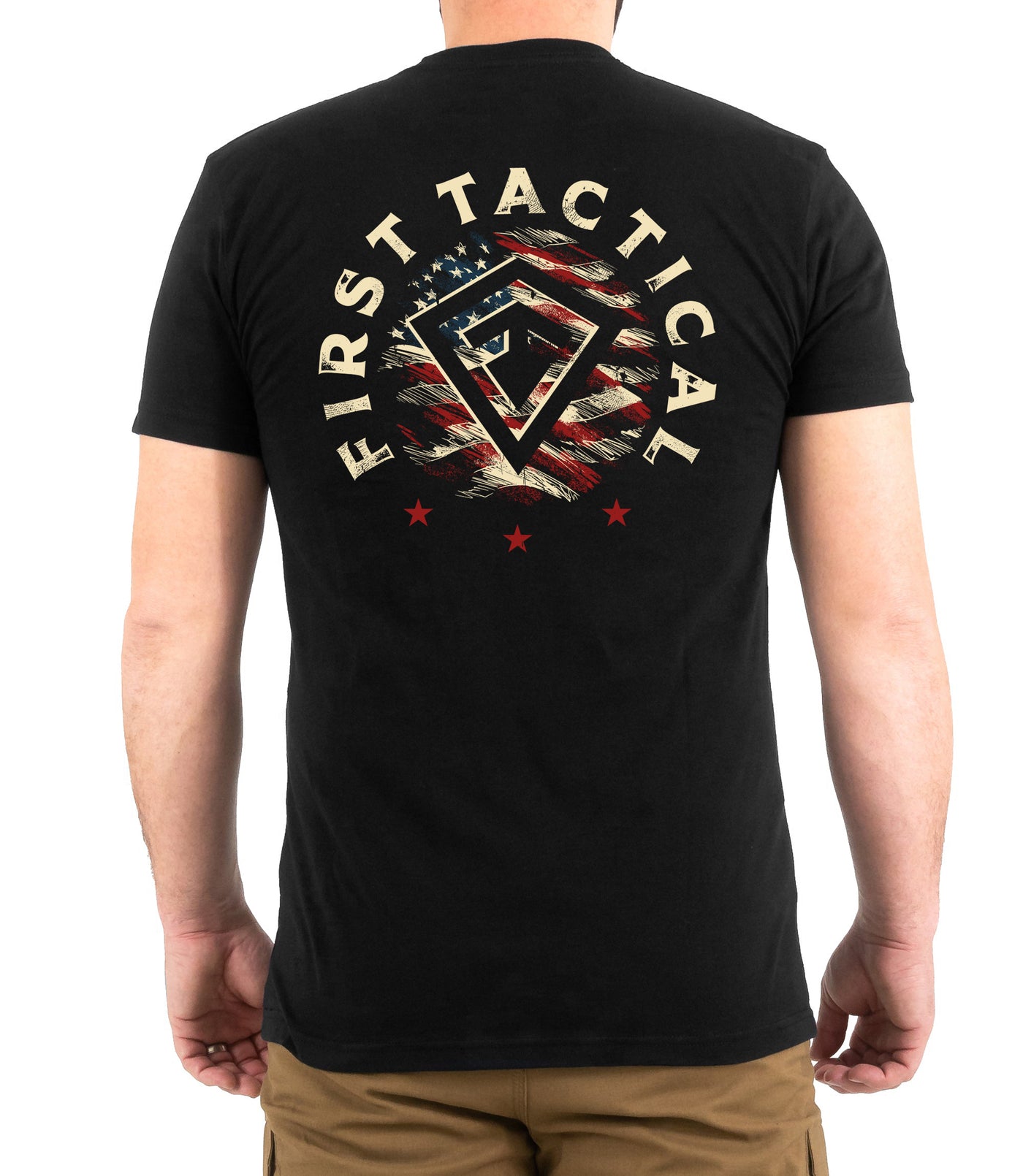 Back of Stars & Stripes Spear T-Shirt in Black