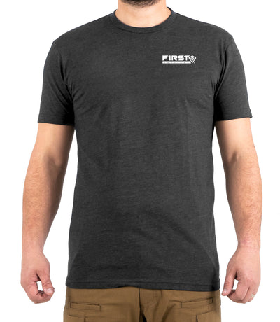 Front of Circle Eagle T-Shirt in Charcoal Heather