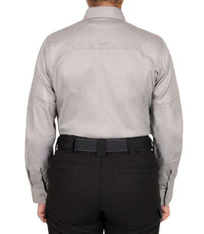 Back of Women's V2 Tactical Long Sleeve Shirt in Nickel Grey