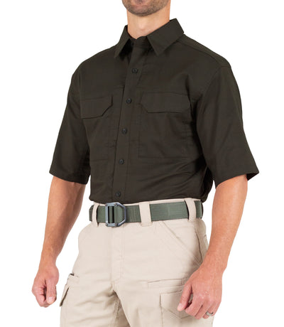 Side of Men's V2 Tactical Short Sleeve Shirt in Brown